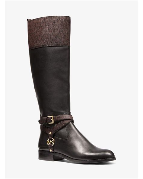 michael michael kors preston two-tone leather boot brown 9|Michael Kors Preston Booties .